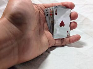 Playing Cards Poker Casino Refillable Pocket Lighter - Chrome